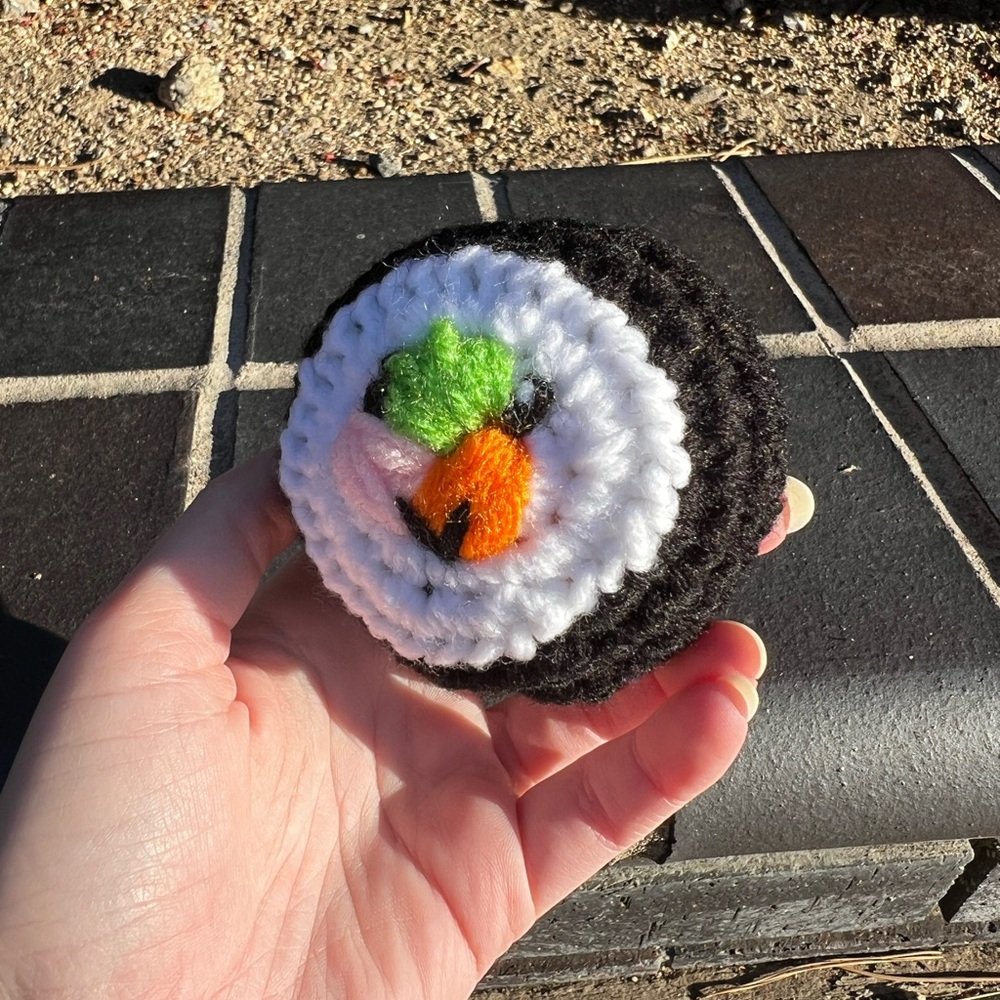 Hand Crocheted Happy Little Sushi Roll Plushie! - Picture 10 of 13